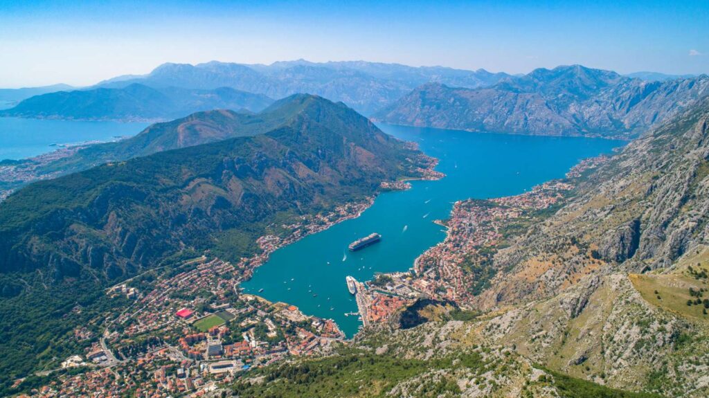 Vrmac Mountain and Kotor Bay aerial view